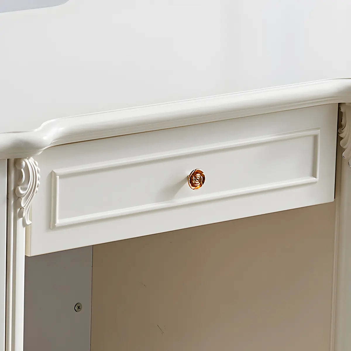 Scandinavian White Wood Computer Desk with Storage Drawers