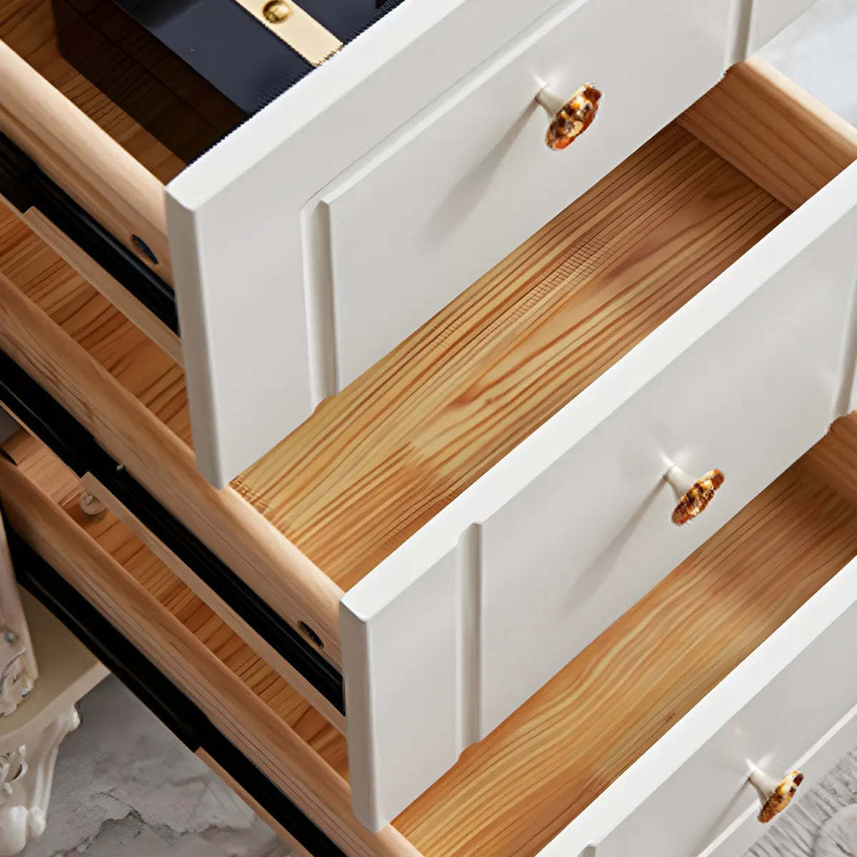 Scandinavian White Wood Computer Desk with Storage Drawers