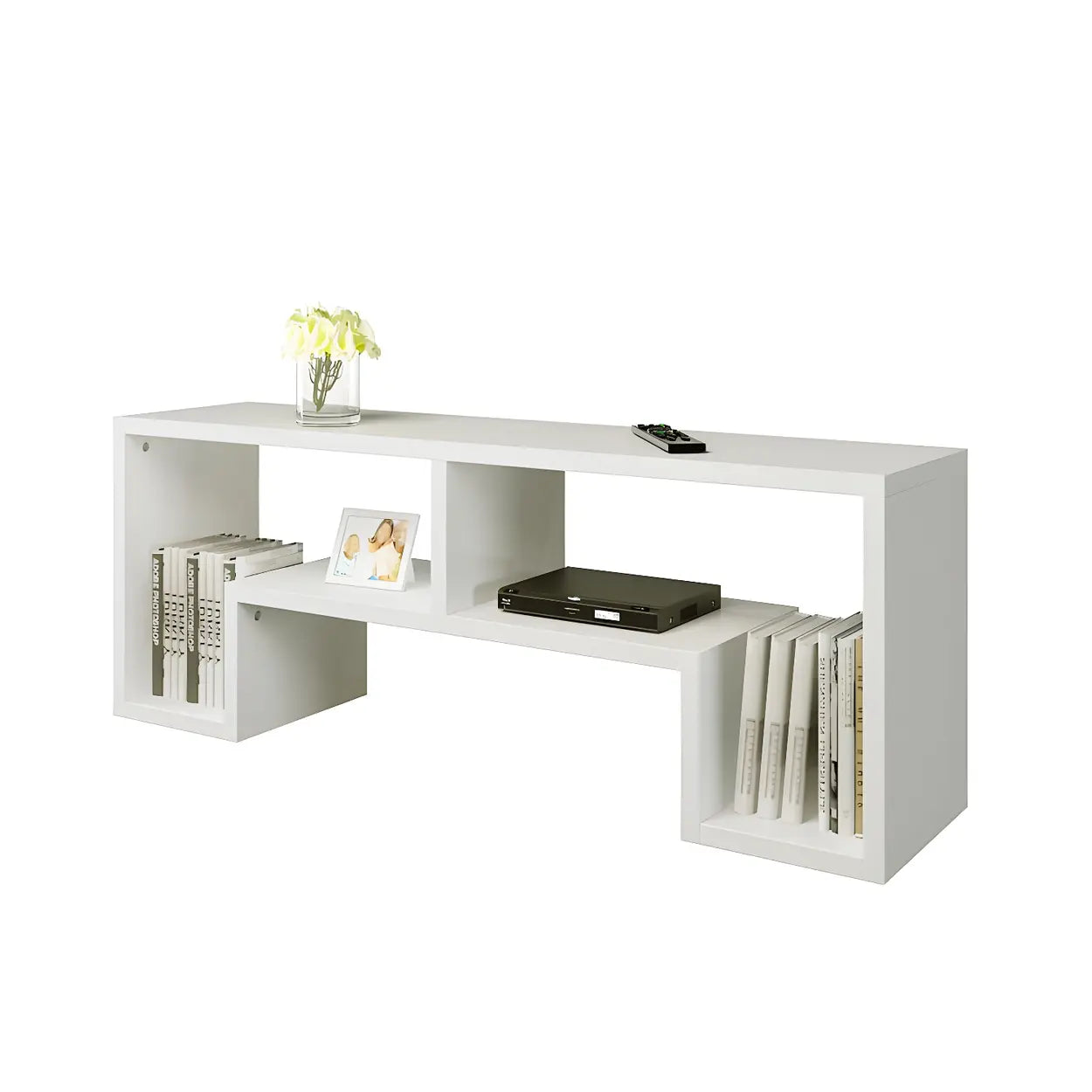 Scandinavian Wood Open Shelving TV Stand — Brown