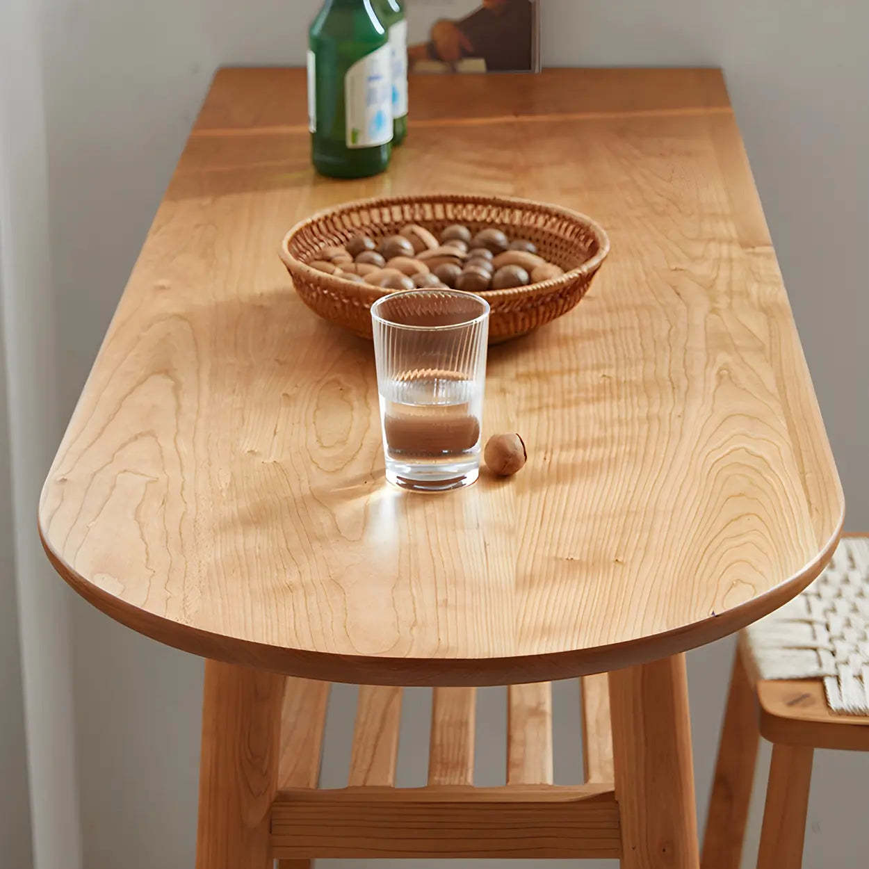 Scandinavian Wood Counter Height Bar Table with Shelf