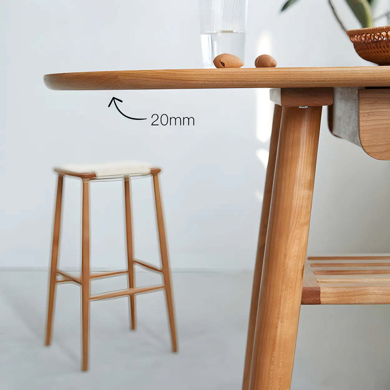 Scandinavian Wood Counter Height Bar Table with Shelf