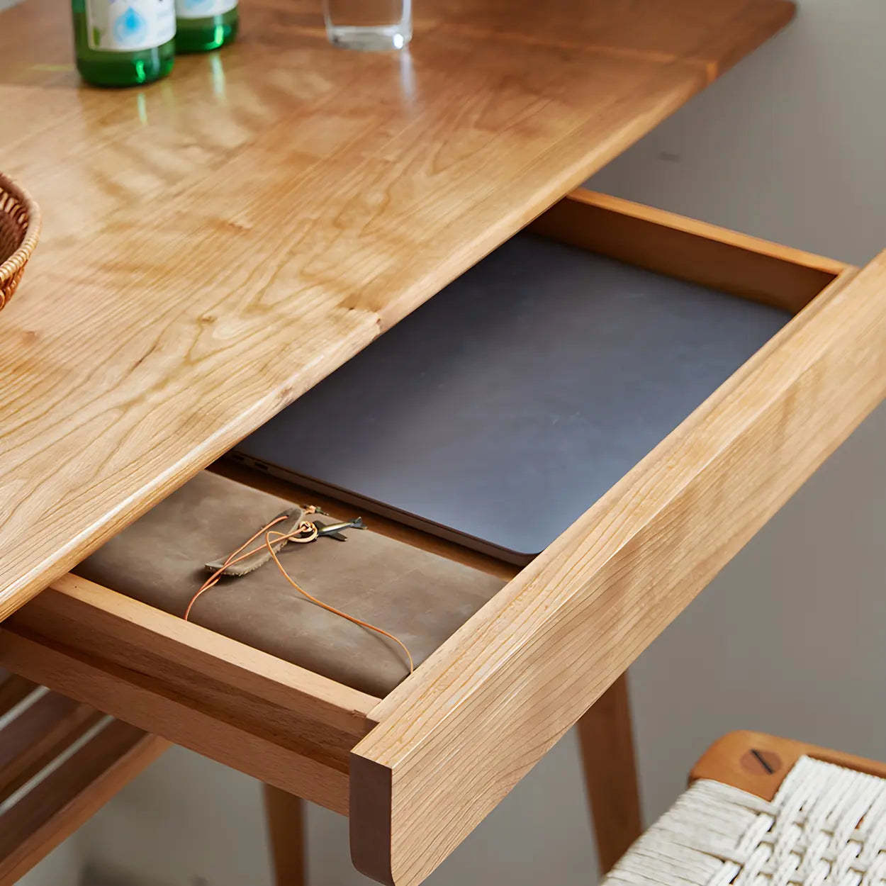 Scandinavian Wood Counter Height Bar Table with Shelf