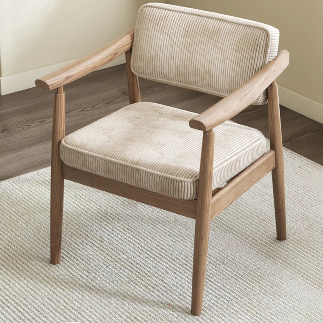 Scandinavian Wood Dining Chair with Fabric Seat