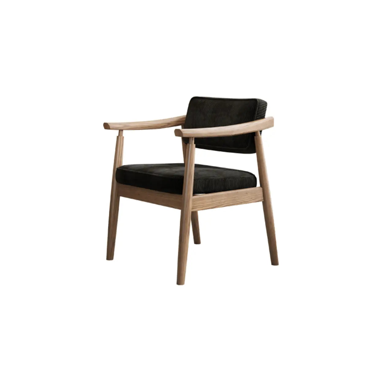 Scandinavian Wood Dining Chair with Fabric Seat — Beige