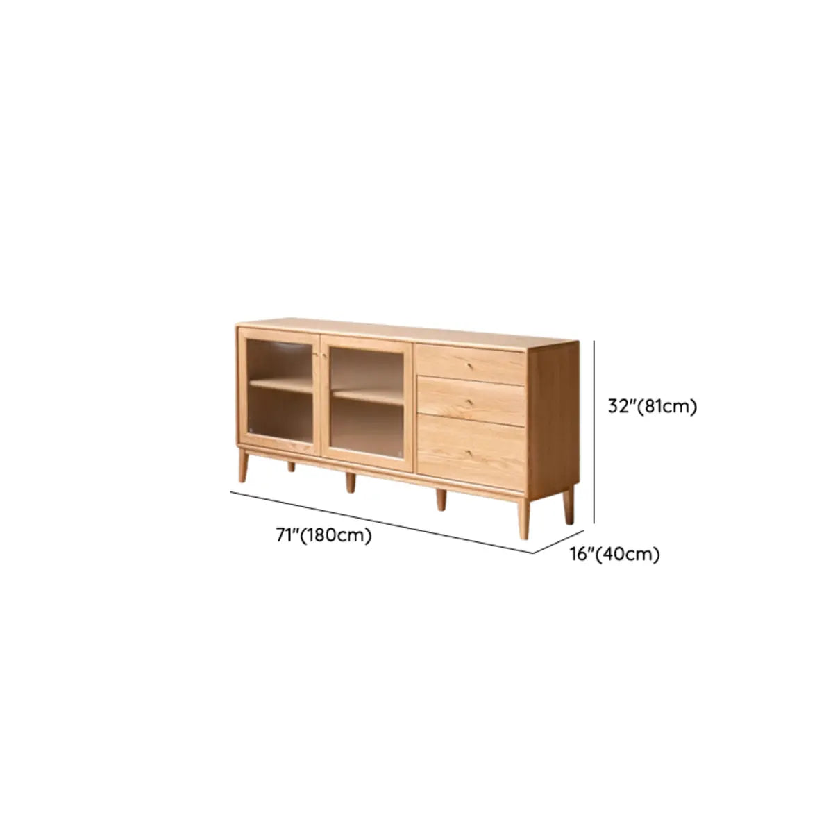 Scandinavian Natural Wood Cabinet Buffet