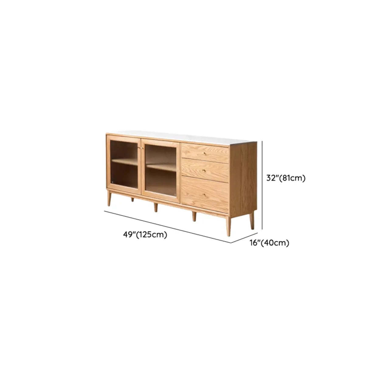 Scandinavian Natural Wood Cabinet Buffet