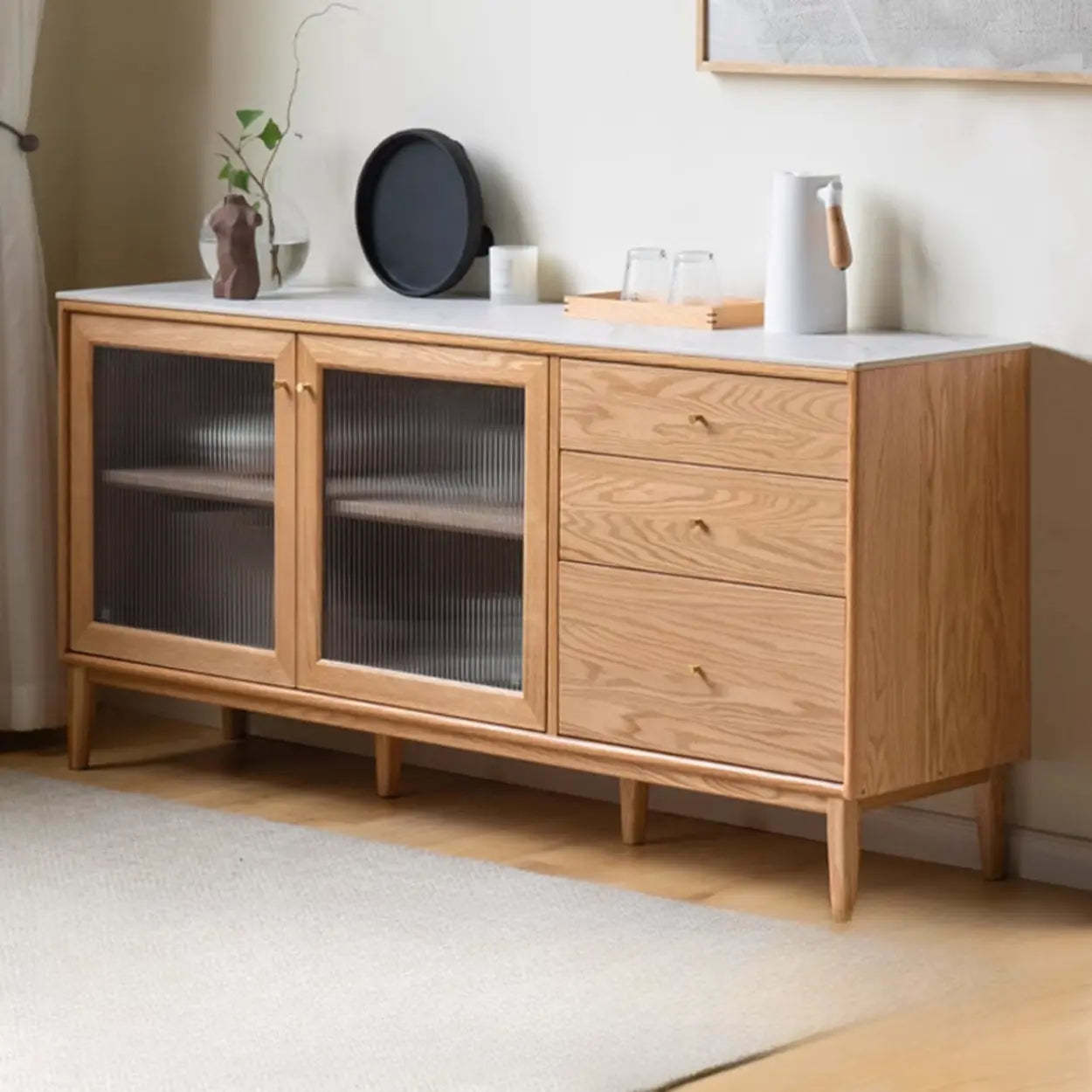 Scandinavian Natural Wood Cabinet Buffet — Slate