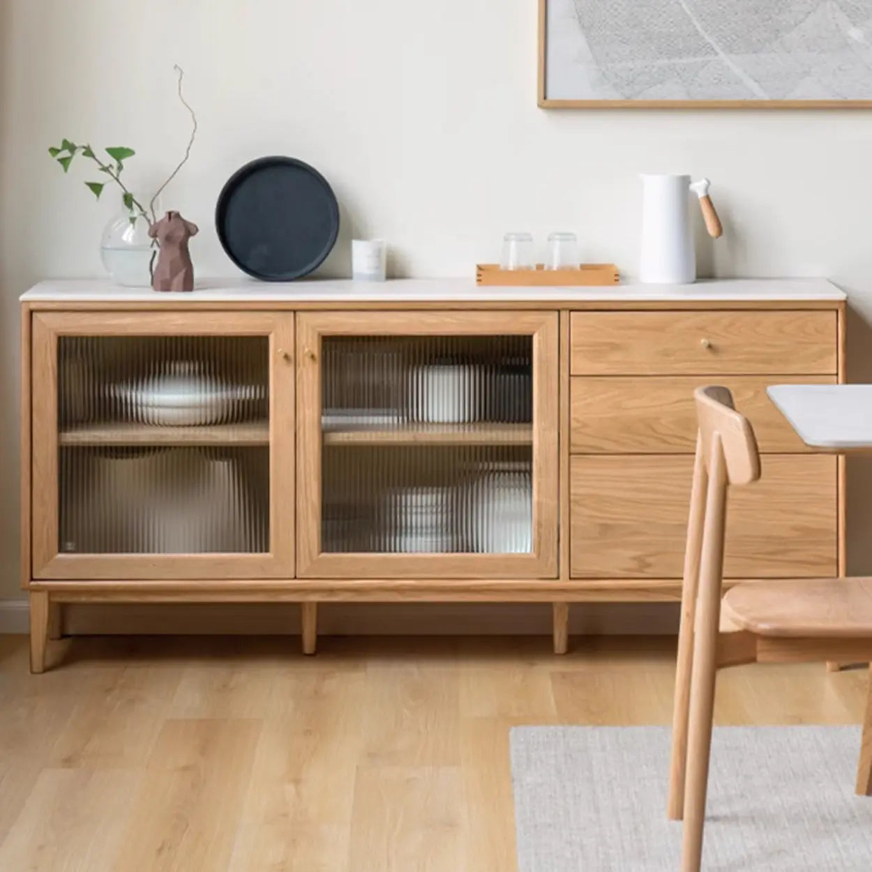 Scandinavian Natural Wood Cabinet Buffet — Wood
