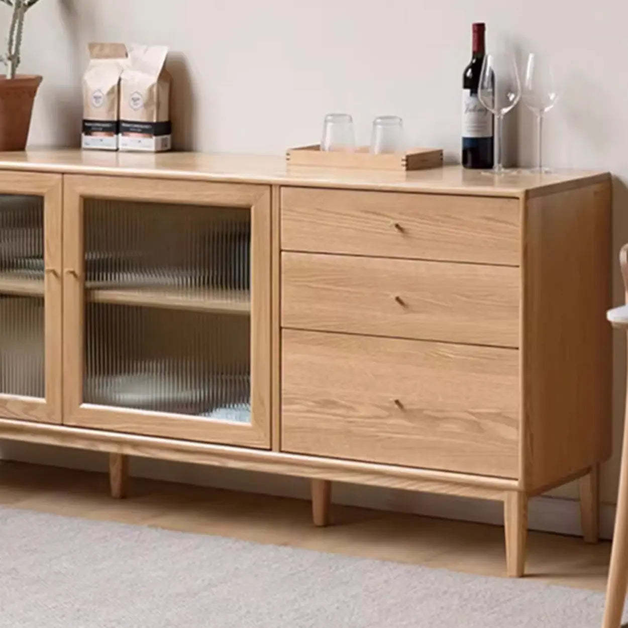 Scandinavian Natural Wood Cabinet Buffet — Wood