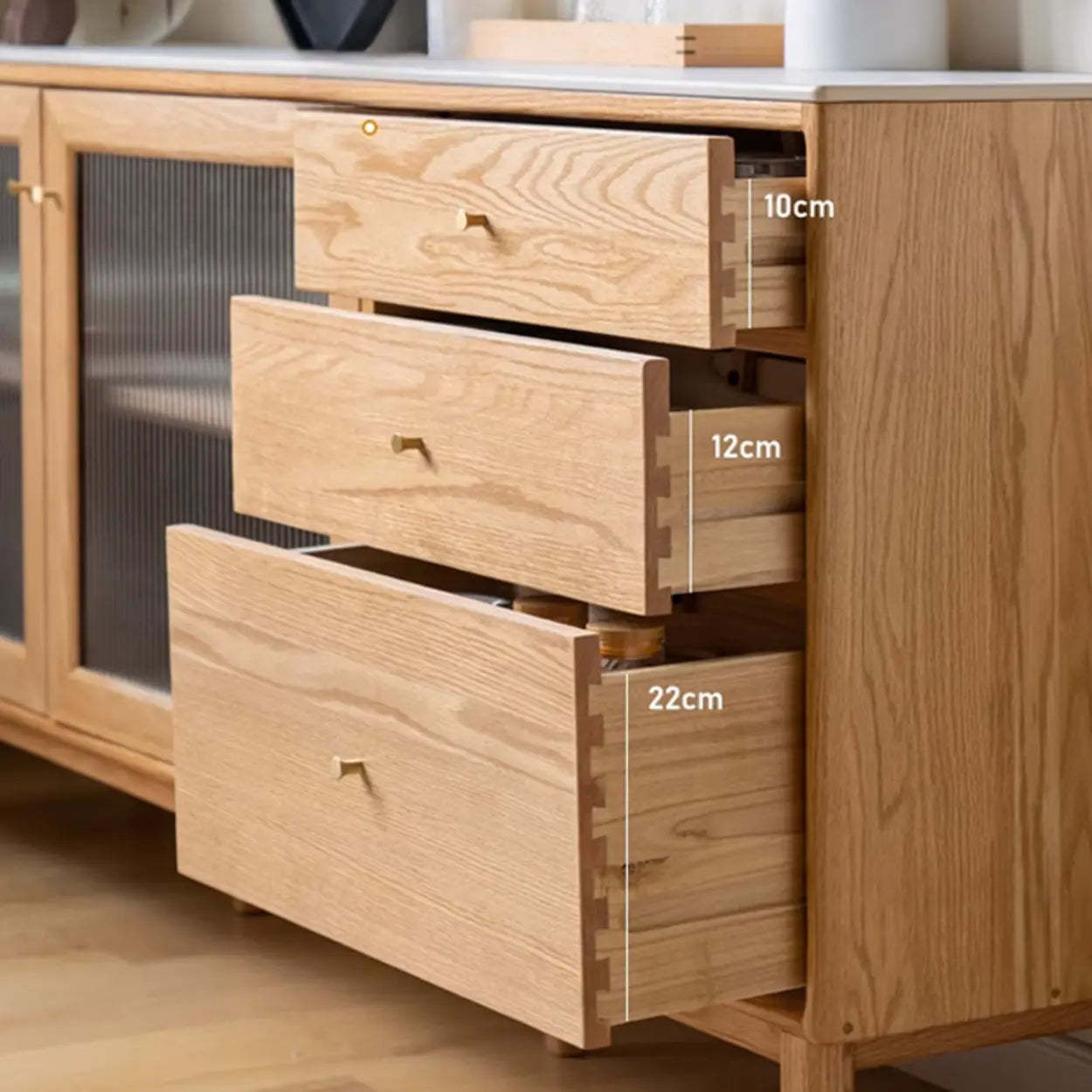 Scandinavian Natural Wood Cabinet Buffet