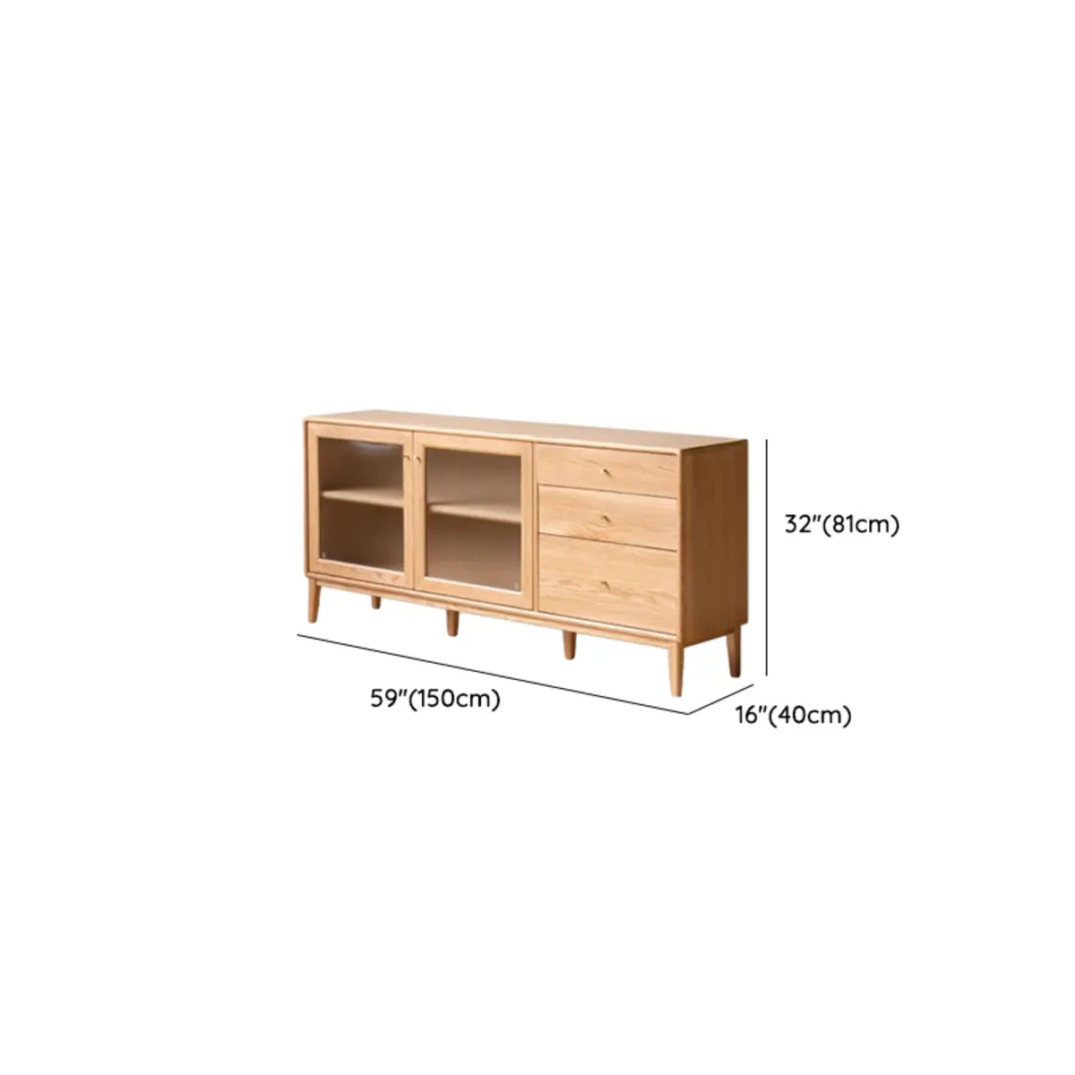 Scandinavian Natural Wood Cabinet Buffet