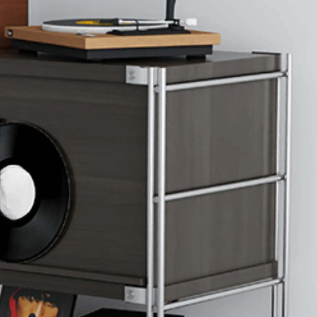 Scandinavian Small Wood Bookshelf with Drawers — Nut/Brown
