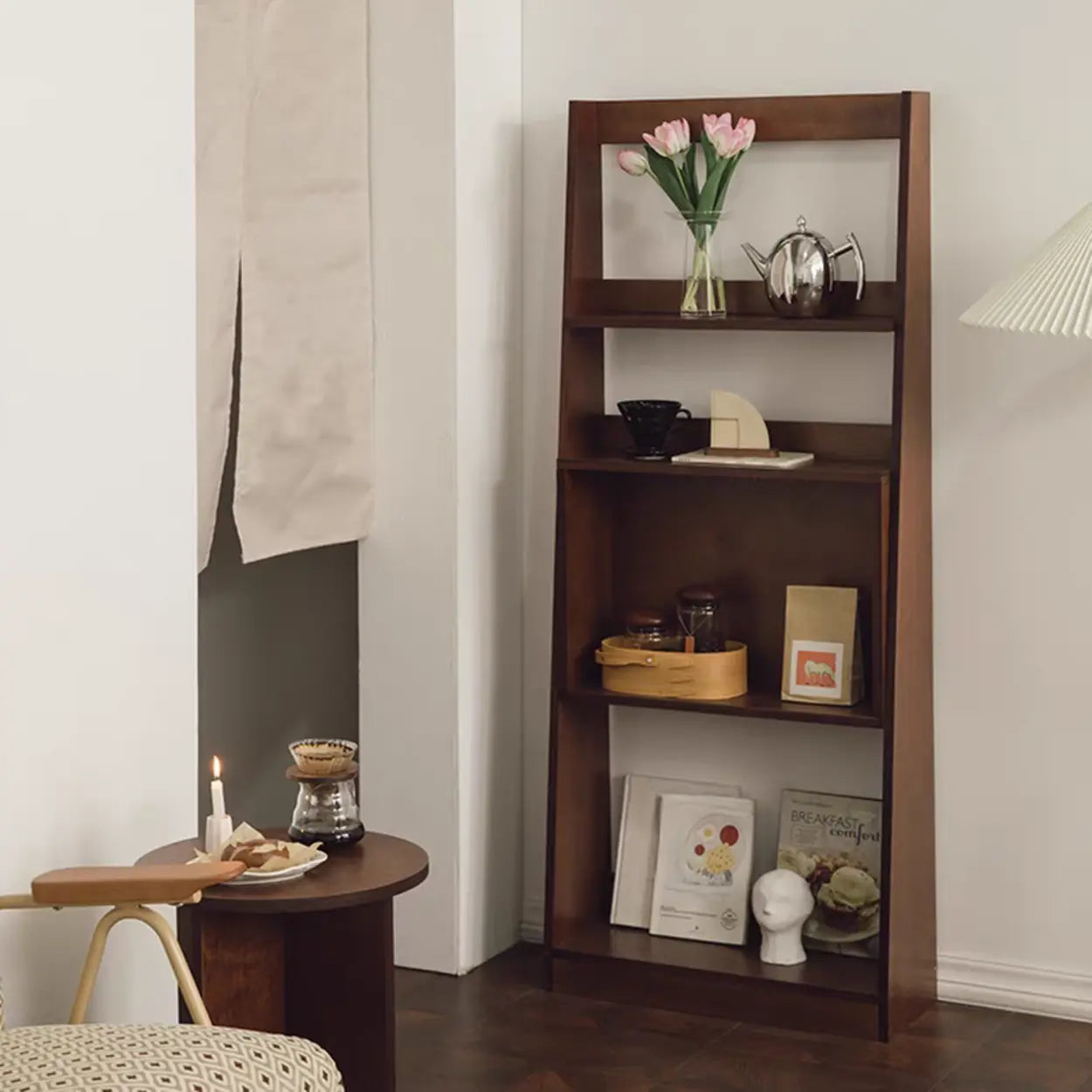 Scandinavian Wood Open Back Ladder Bookshelf