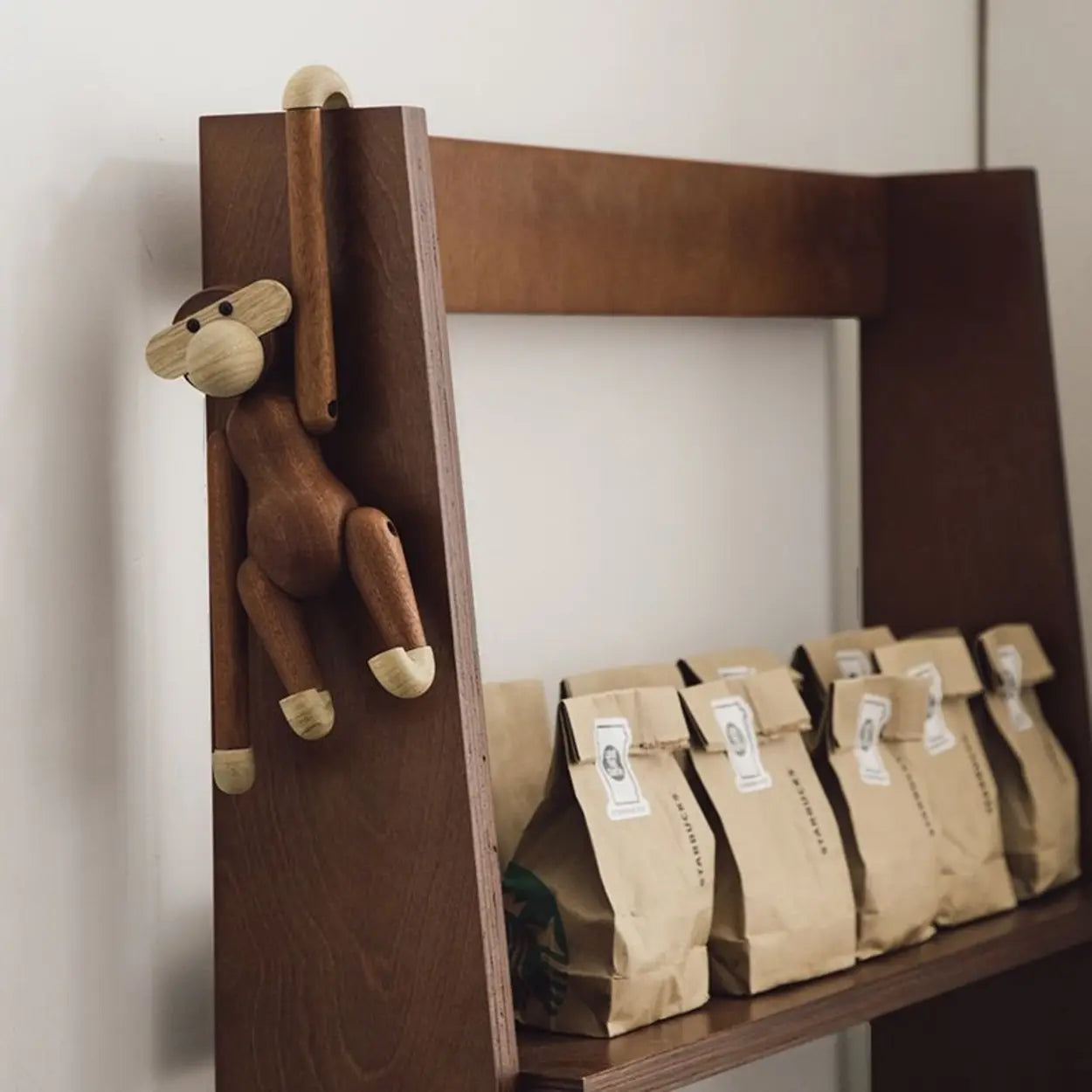 Scandinavian Wood Open Back Ladder Bookshelf