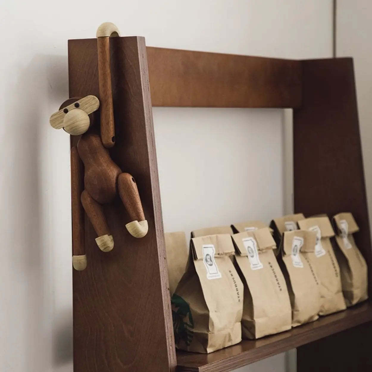 Scandinavian Wood Open Back Ladder Bookshelf