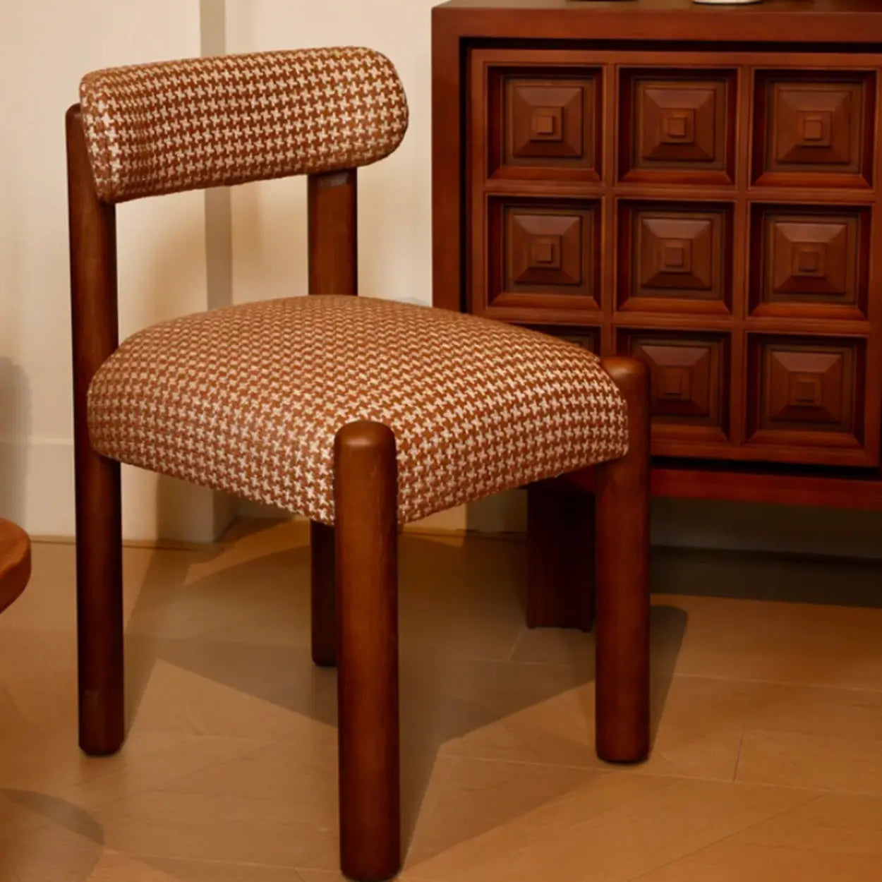 Scandinavian Wood Houndstooth Dining Chair