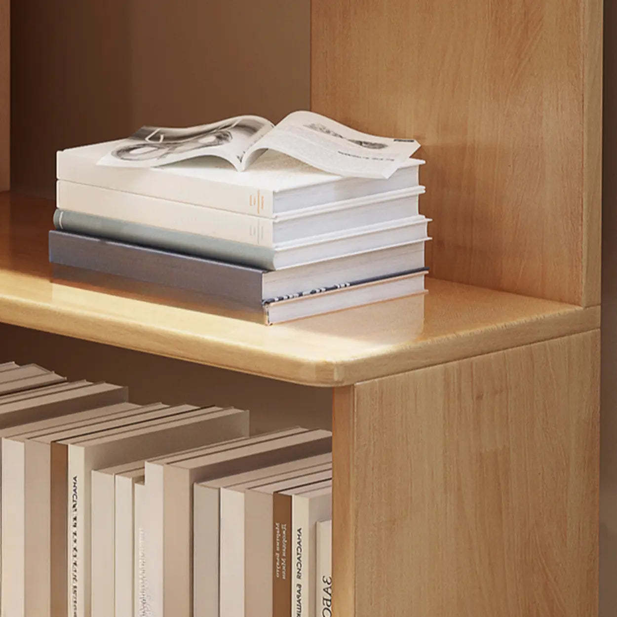 Scandinavian Wood Corner L-Shaped Bookshelf