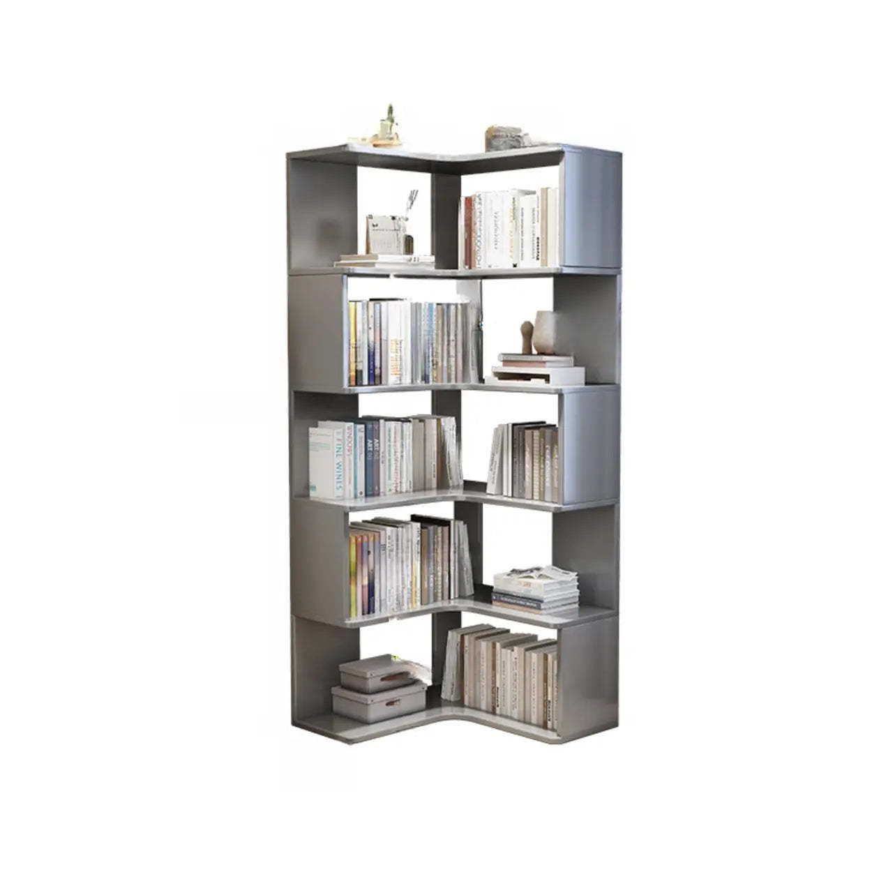 Scandinavian Wood Corner L-Shaped Bookshelf