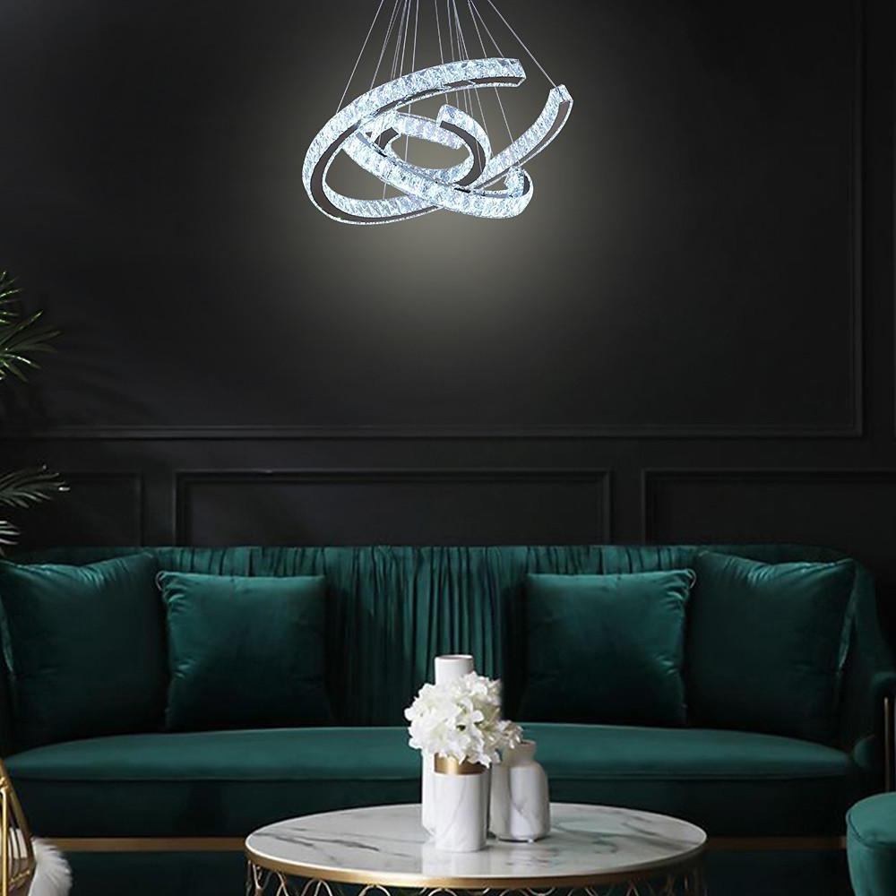 Wave Flush Mount Lighting for Dining Room LED Crystal Stainless Steel Ceiling Lights-Lighom