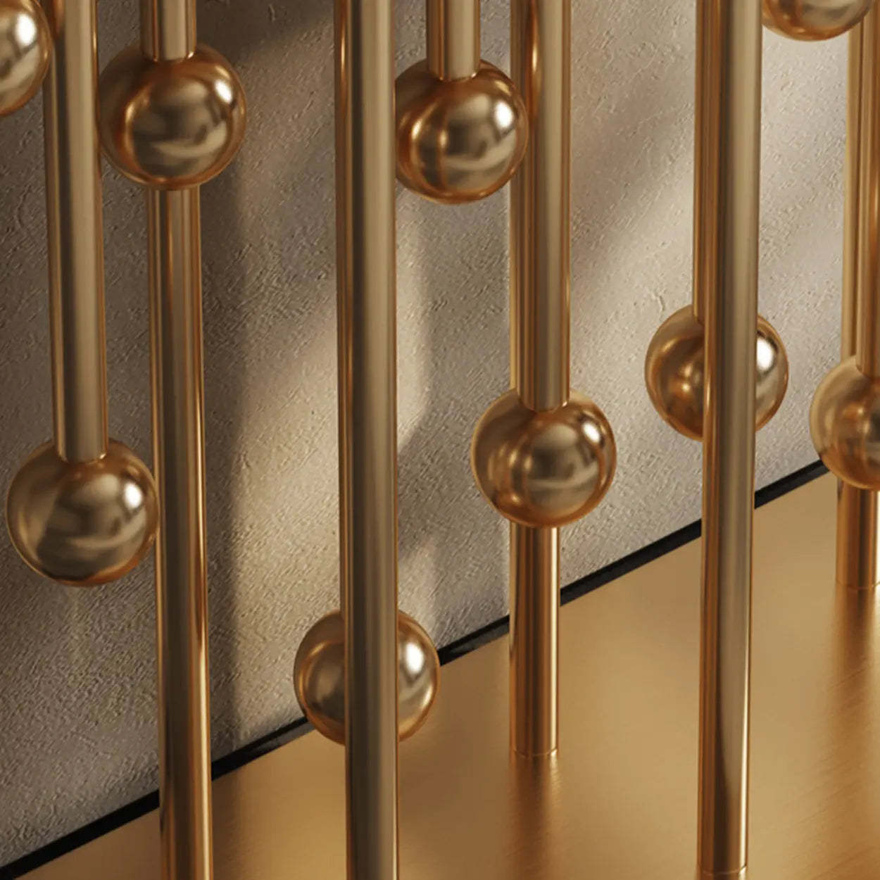 Artistic Globe-Base Stone Console Table — Champagne Gold