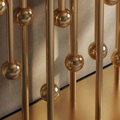 Artistic Globe-Base Stone Console Table — Champagne Gold