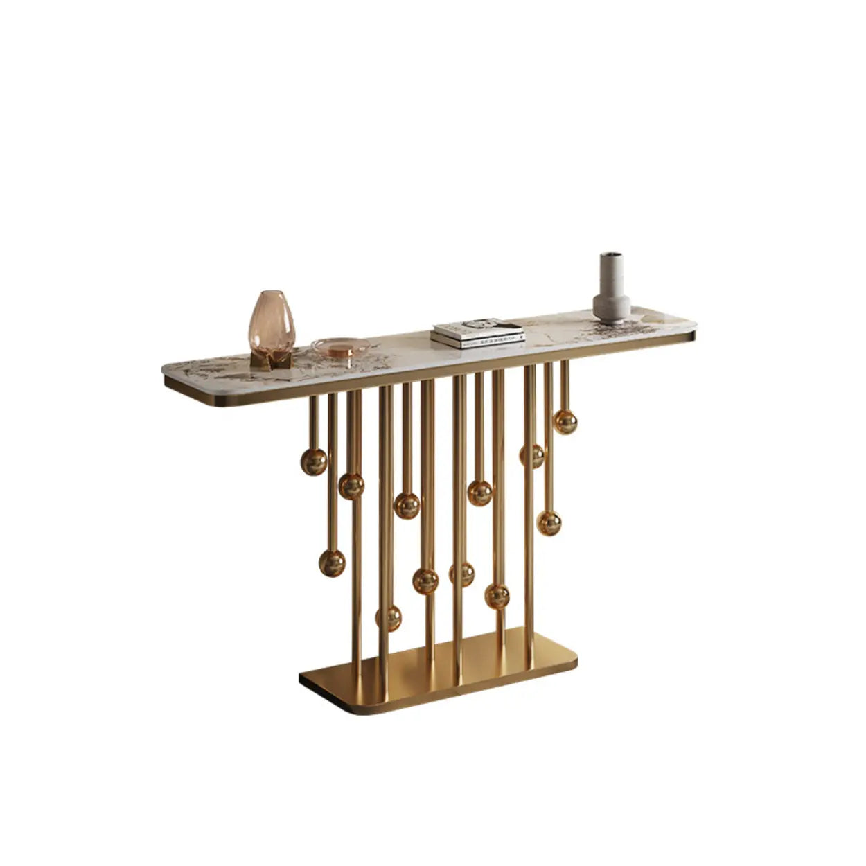 Artistic Globe-Base Stone Console Table