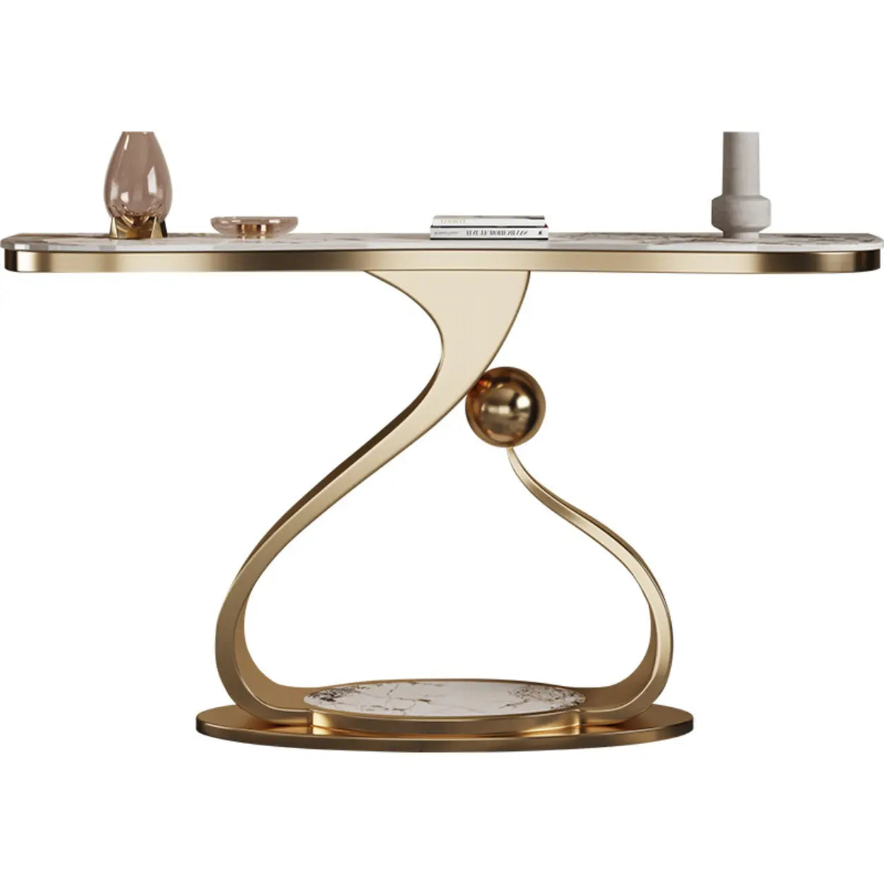 Curved Gold Stainless Steel Console Table