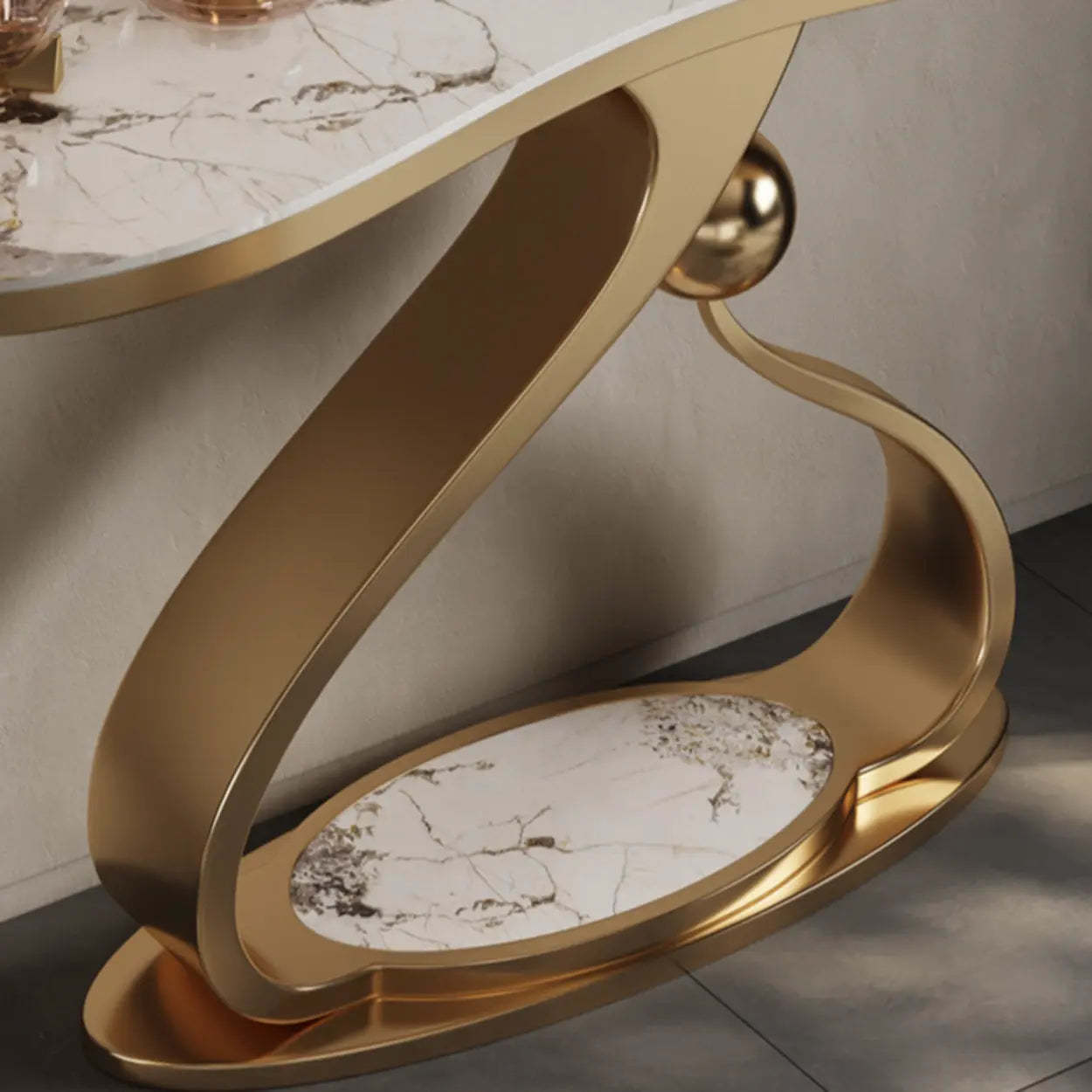 Curved Gold Stainless Steel Console Table
