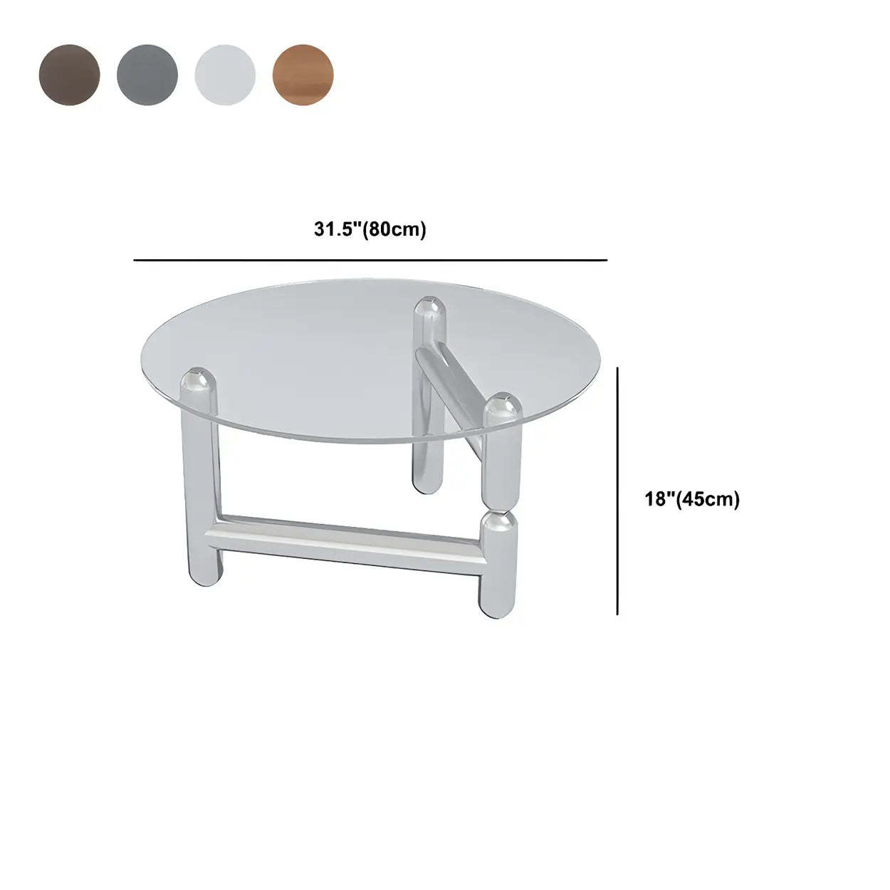 Glass Round Three-Leg Coffee Table — Clear