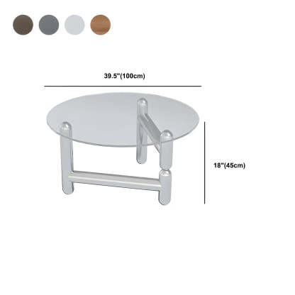 Glass Round Three-Leg Coffee Table — Brown