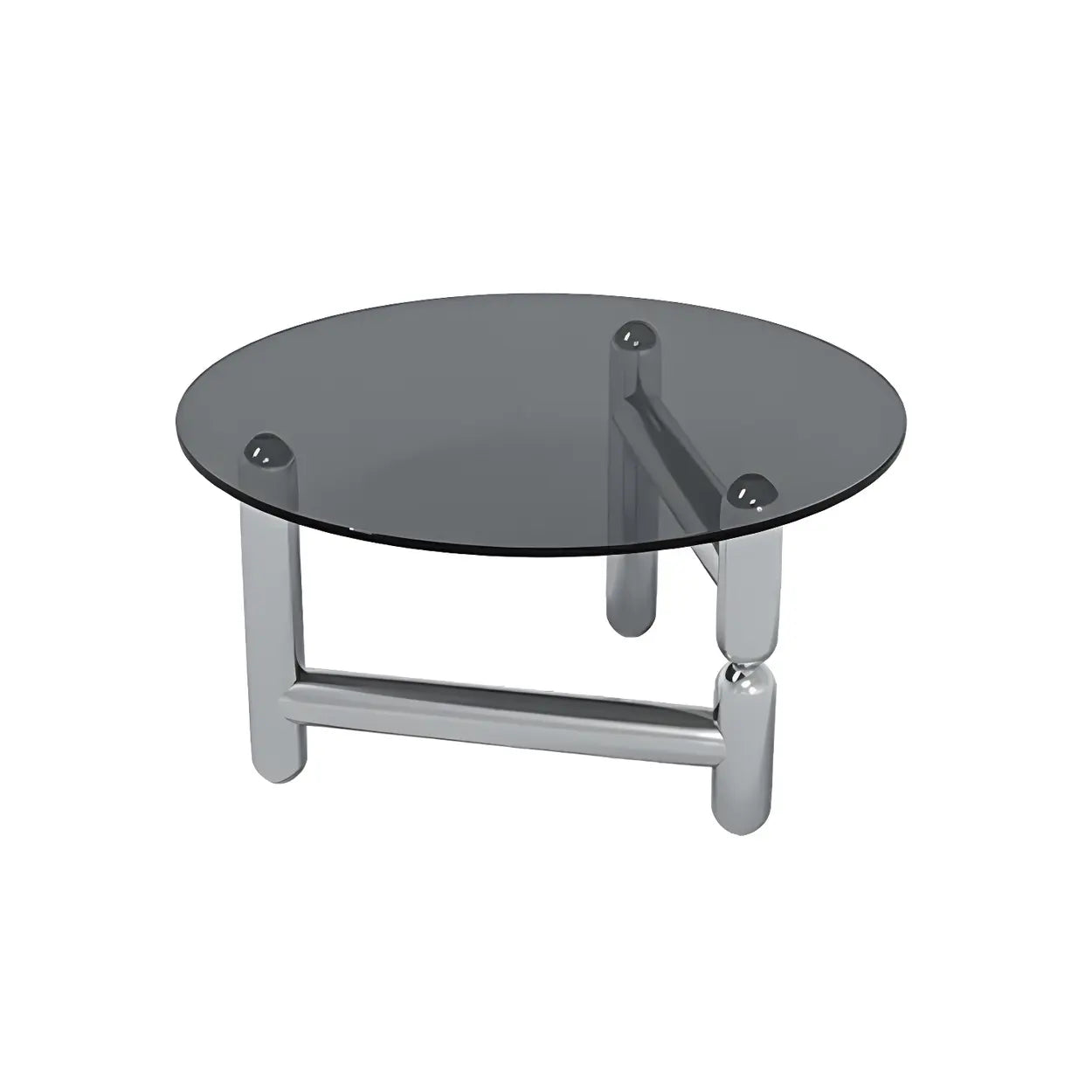 Glass Round Three-Leg Coffee Table — Clear