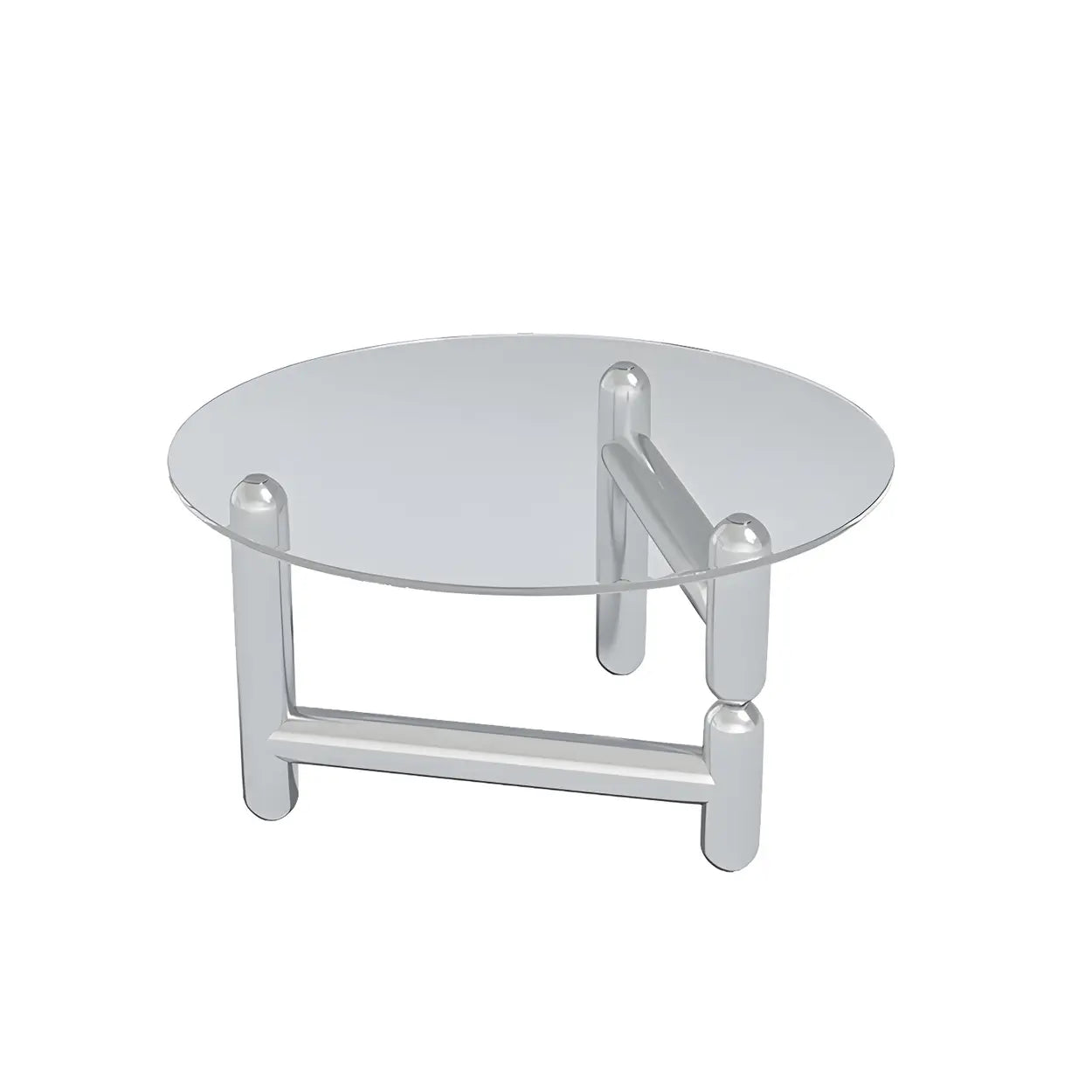 Glass Round Three-Leg Coffee Table — Brown