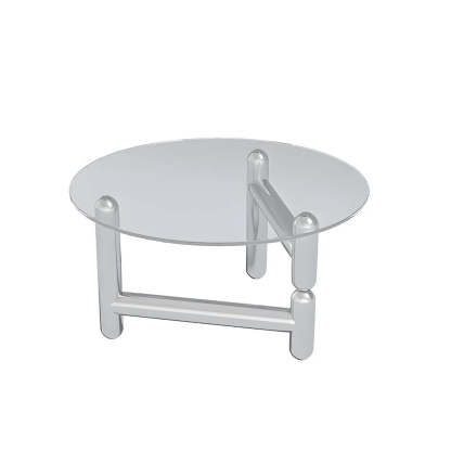 Glass Round Three-Leg Coffee Table — Brown