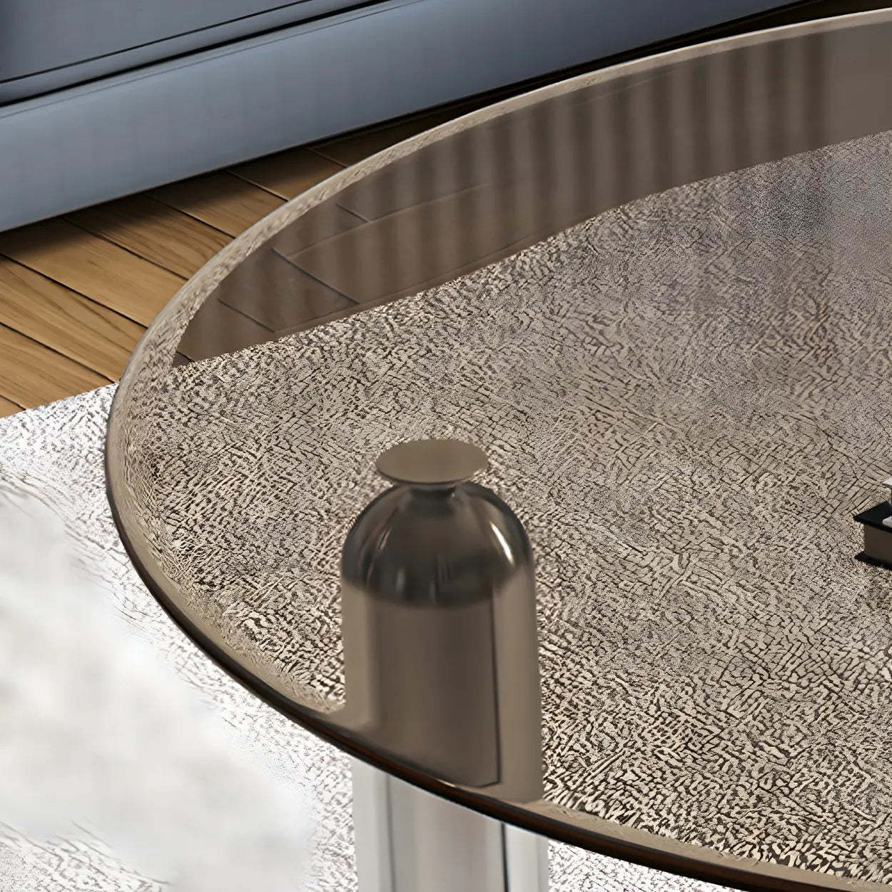 Glass Round Three-Leg Coffee Table — Black