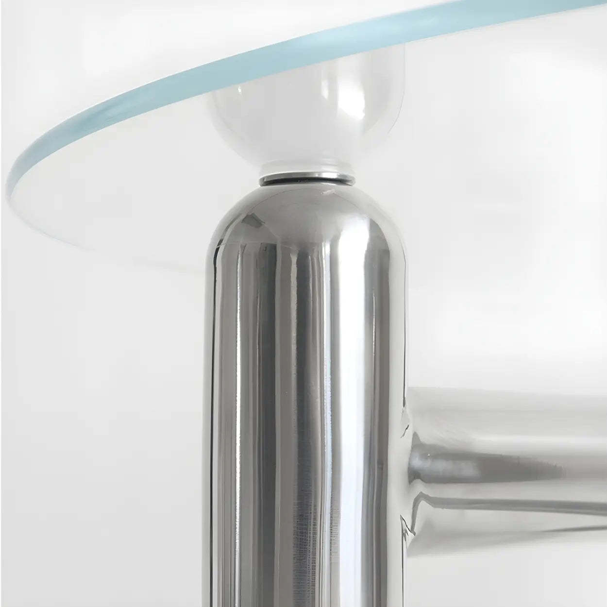 Glass Round Three-Leg Coffee Table — Gray