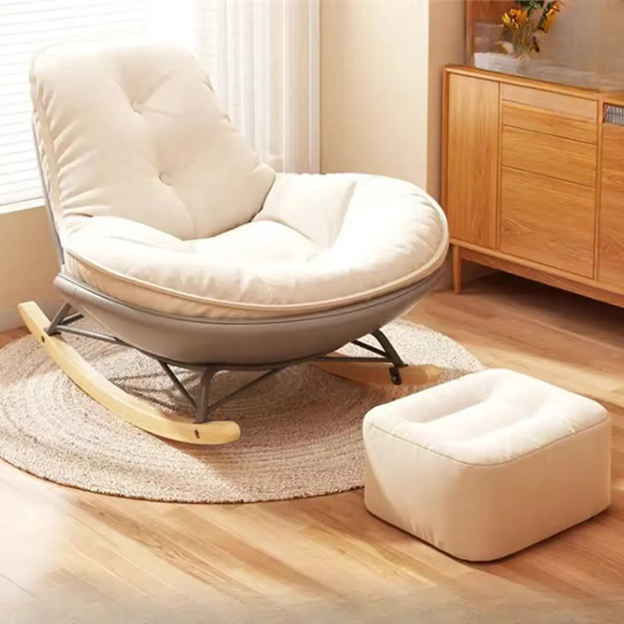 Upholstered Tufted Rocking Chair