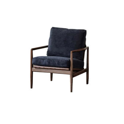 Scratch Resistant Leather Cushion Back Arm Chair — Light Gray / Walnut / Tech Cloth
