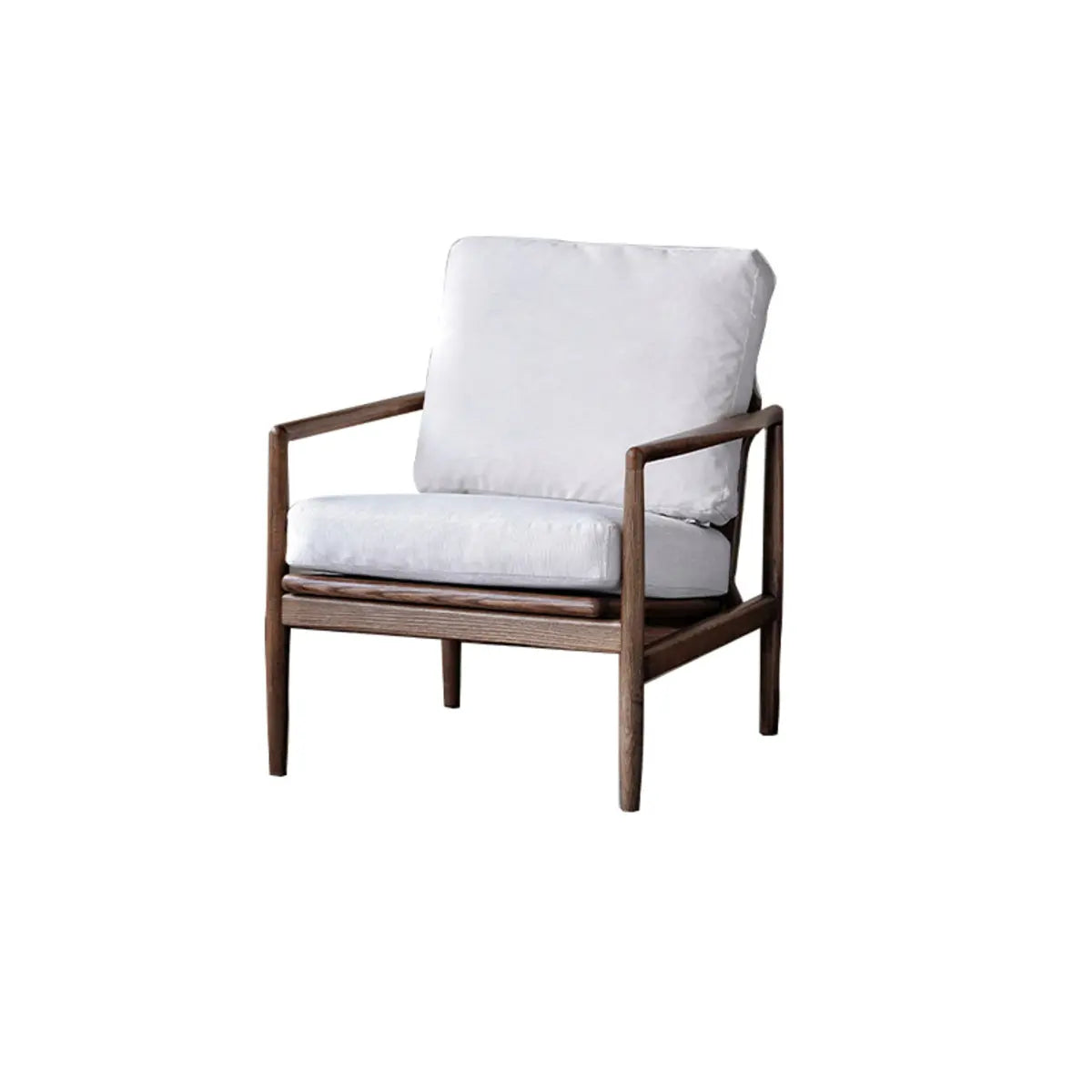 Scratch Resistant Leather Cushion Back Arm Chair — Light Gray / Walnut / Microfiber Leather
