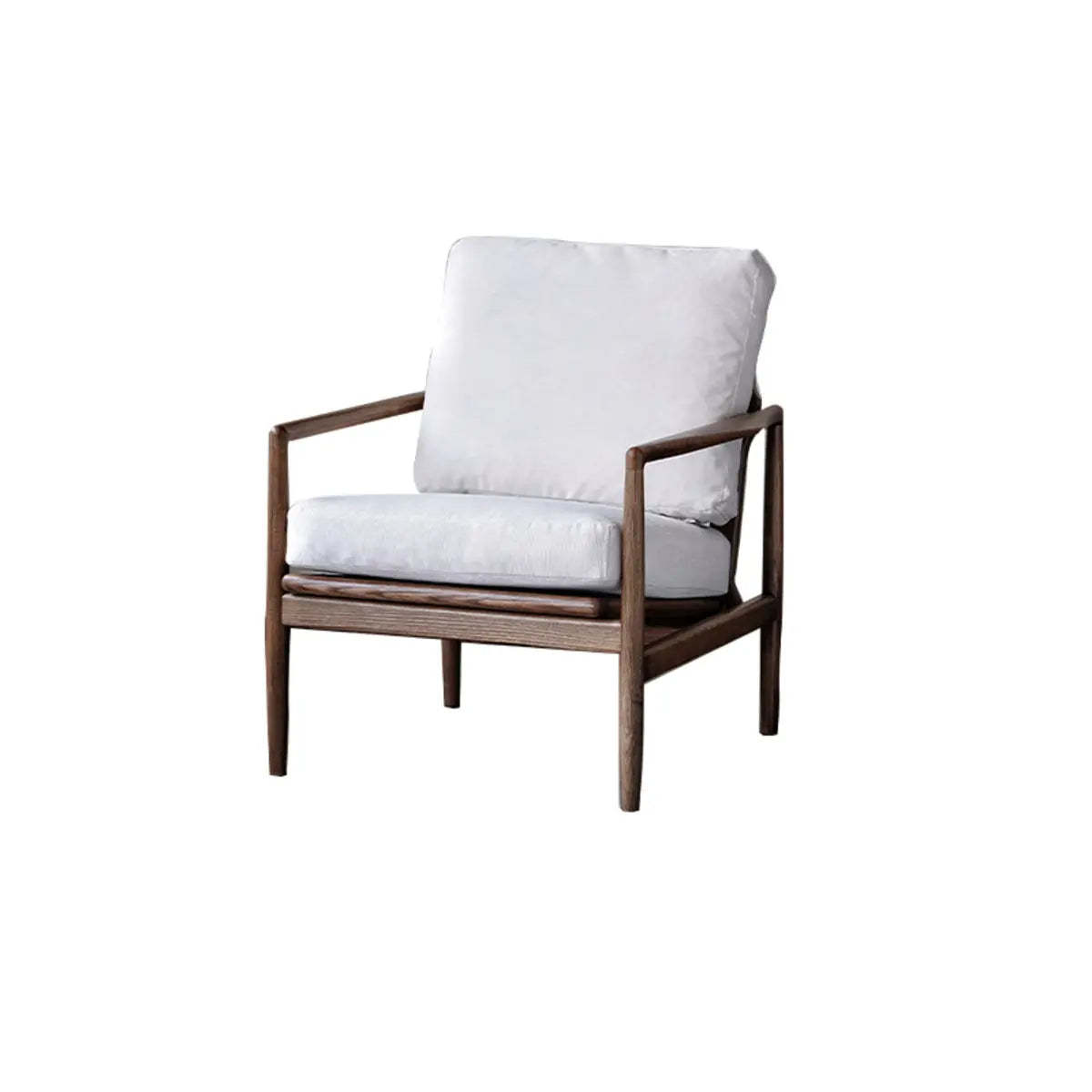 Scratch Resistant Leather Cushion Back Arm Chair — Light Gray / Walnut / Microfiber Leather