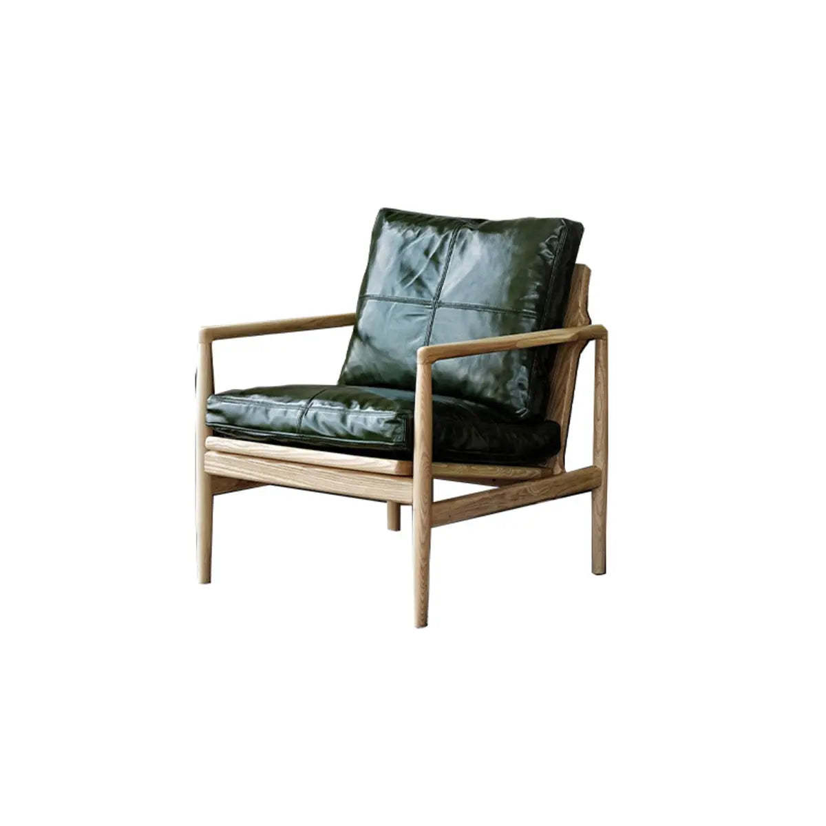 Scratch Resistant Leather Cushion Back Arm Chair — Light Gray / Natural Wood / Microfiber Leather