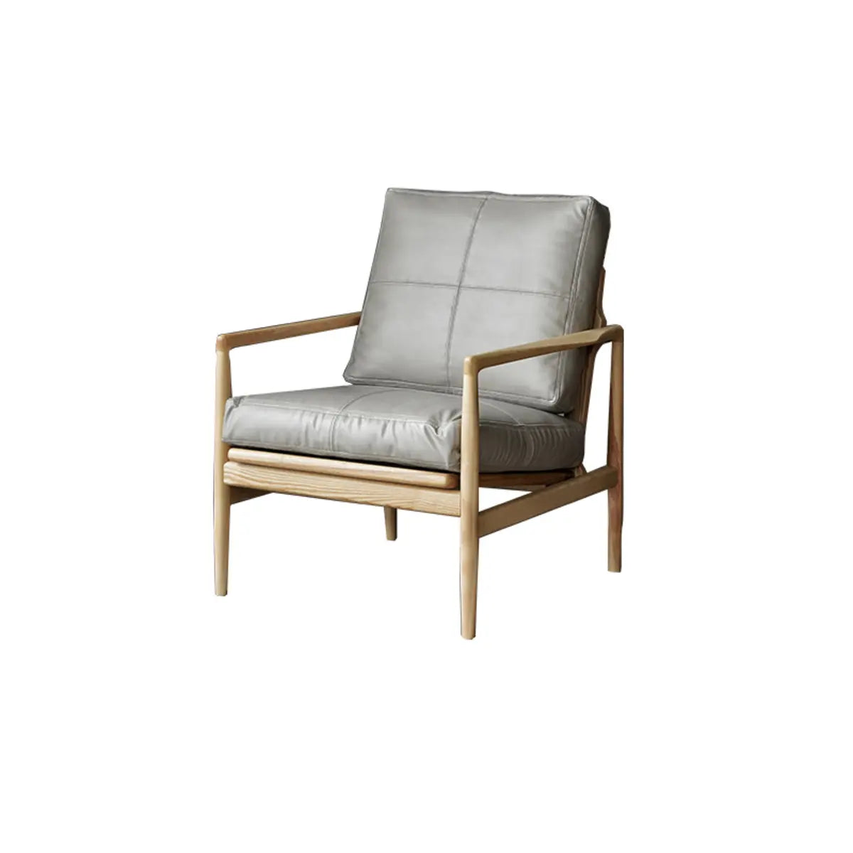 Scratch Resistant Leather Cushion Back Arm Chair — Yellow / Walnut / Top Layer Leather
