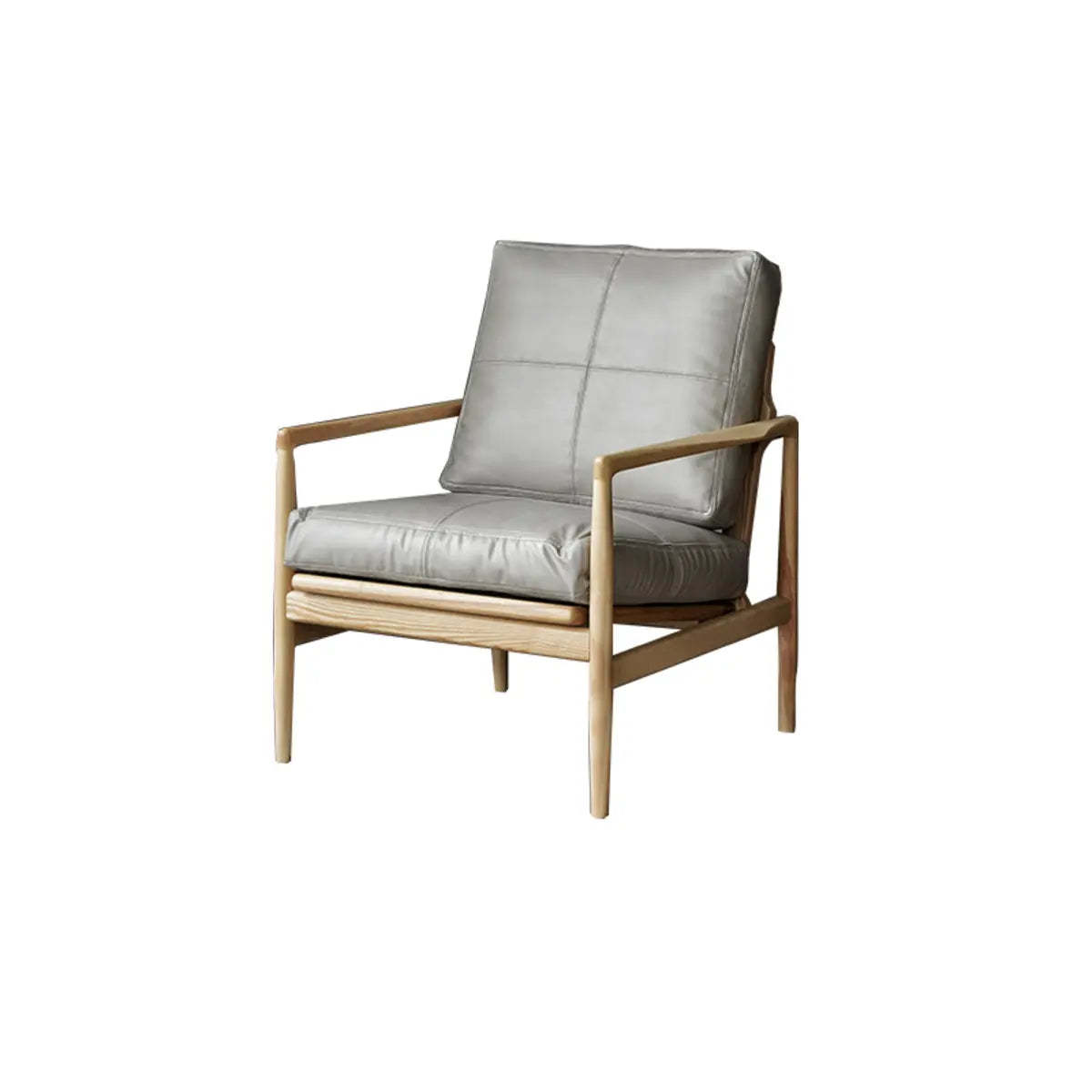 Scratch Resistant Leather Cushion Back Arm Chair — Yellow / Walnut / Top Layer Leather