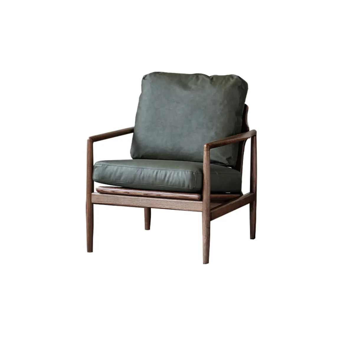 Scratch Resistant Leather Cushion Back Arm Chair — Yellow / Natural Wood / Top Layer Leather