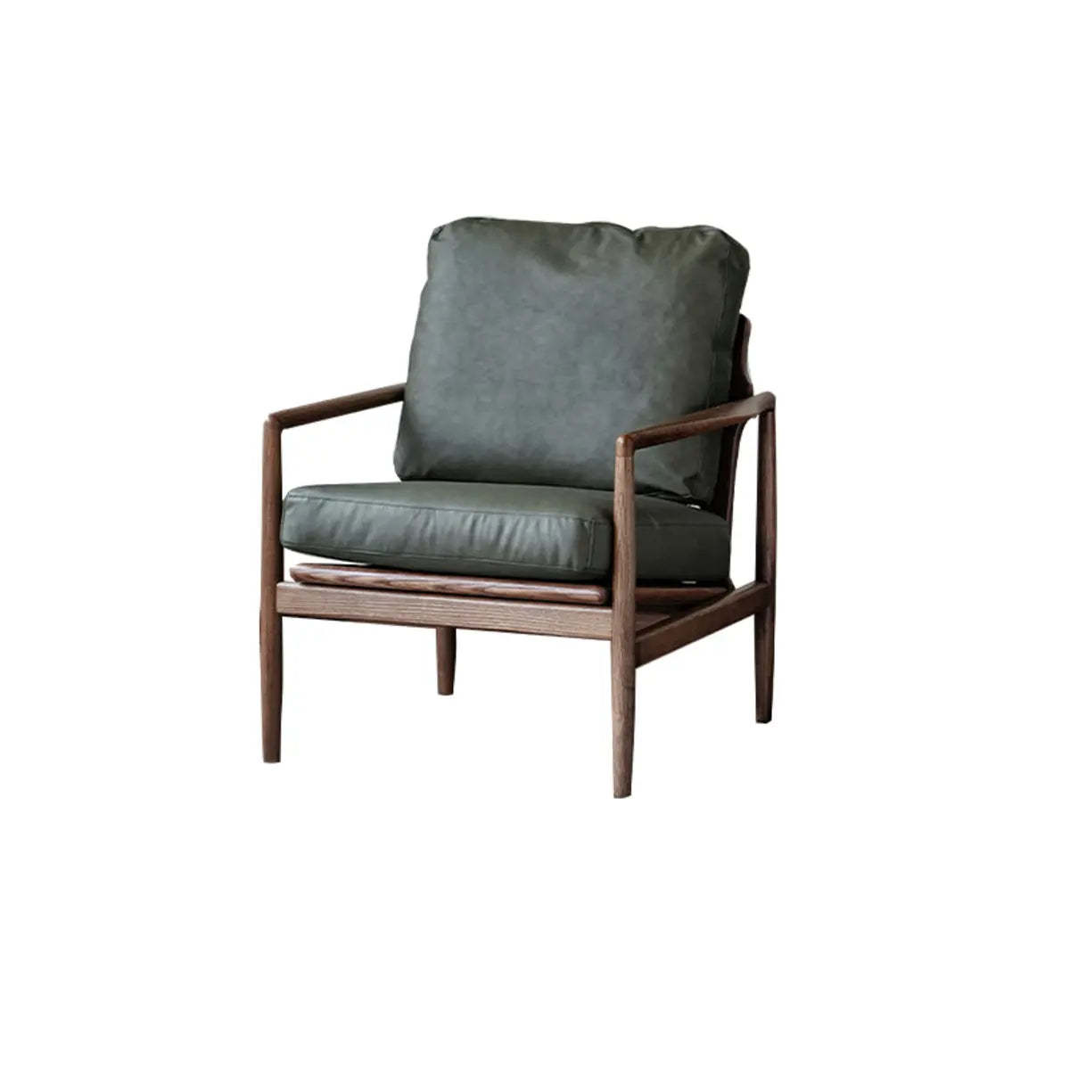 Scratch Resistant Leather Cushion Back Arm Chair — Yellow / Natural Wood / Top Layer Leather