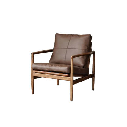 Scratch Resistant Leather Cushion Back Arm Chair