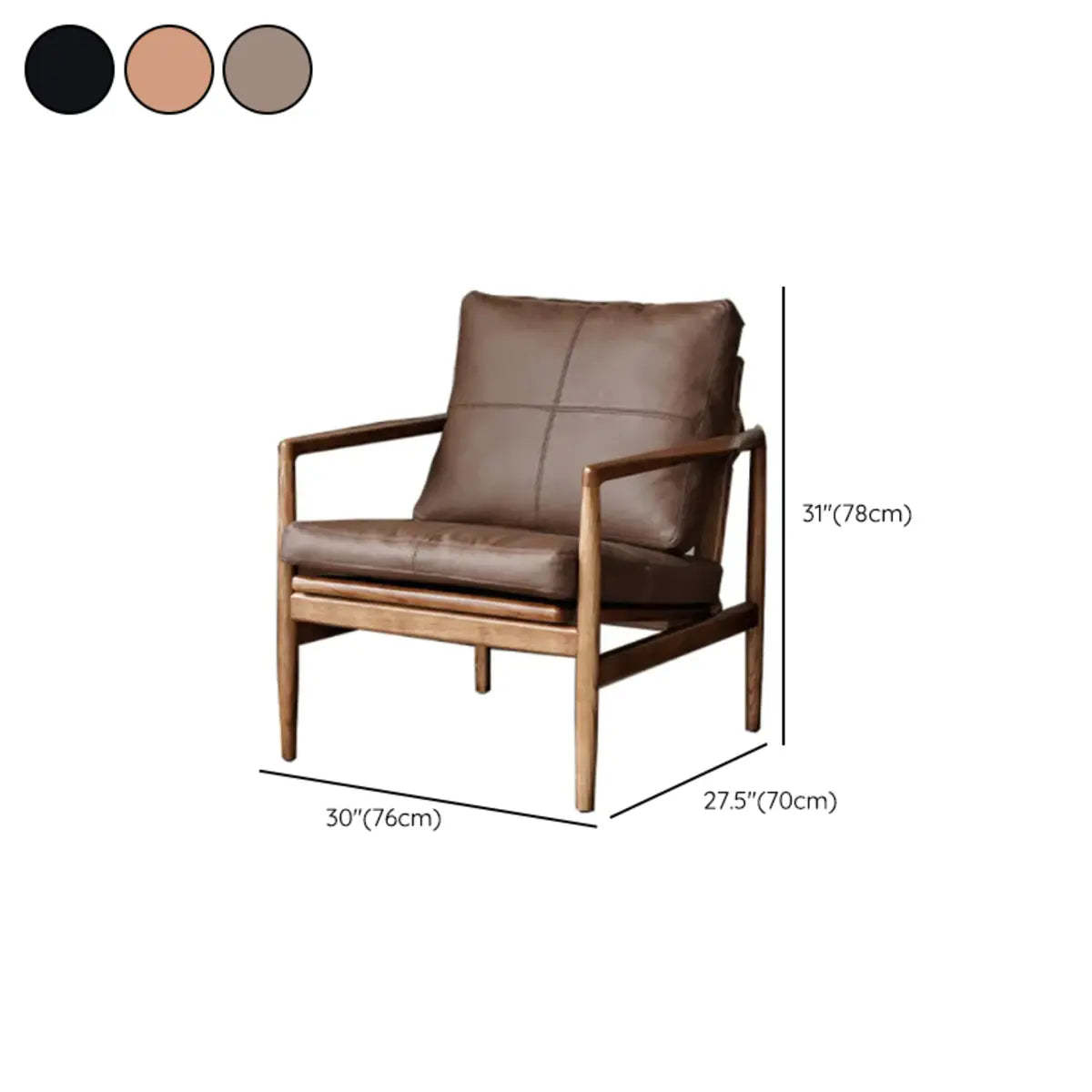 Scratch Resistant Leather Cushion Back Arm Chair