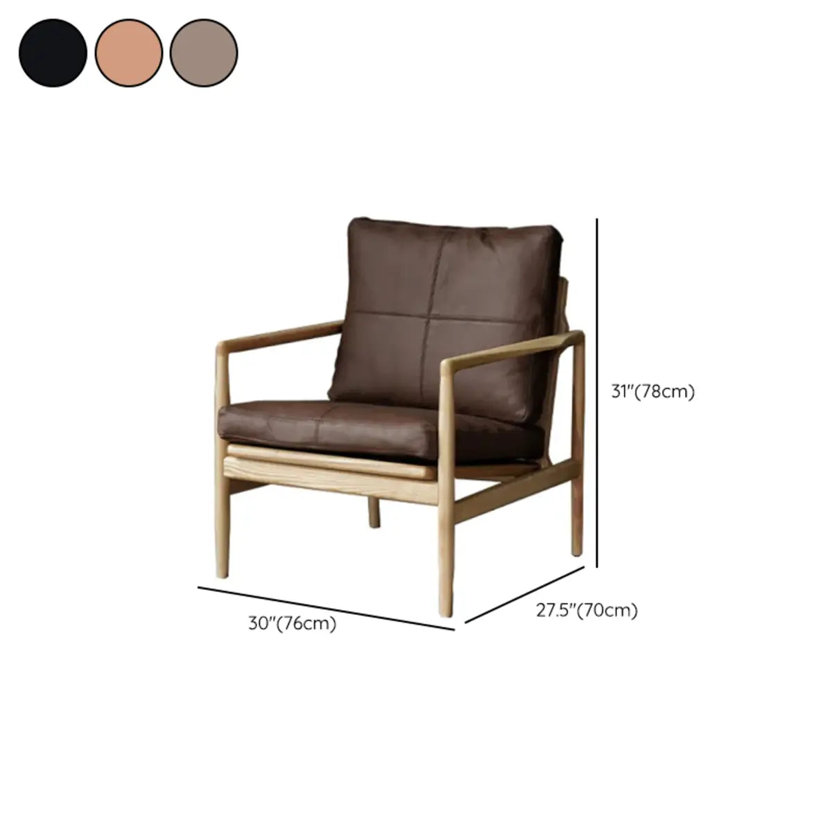 Scratch Resistant Leather Cushion Back Arm Chair