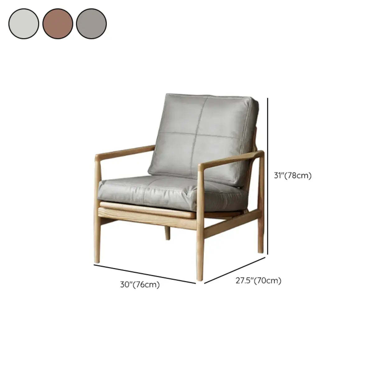 Scratch Resistant Leather Cushion Back Arm Chair