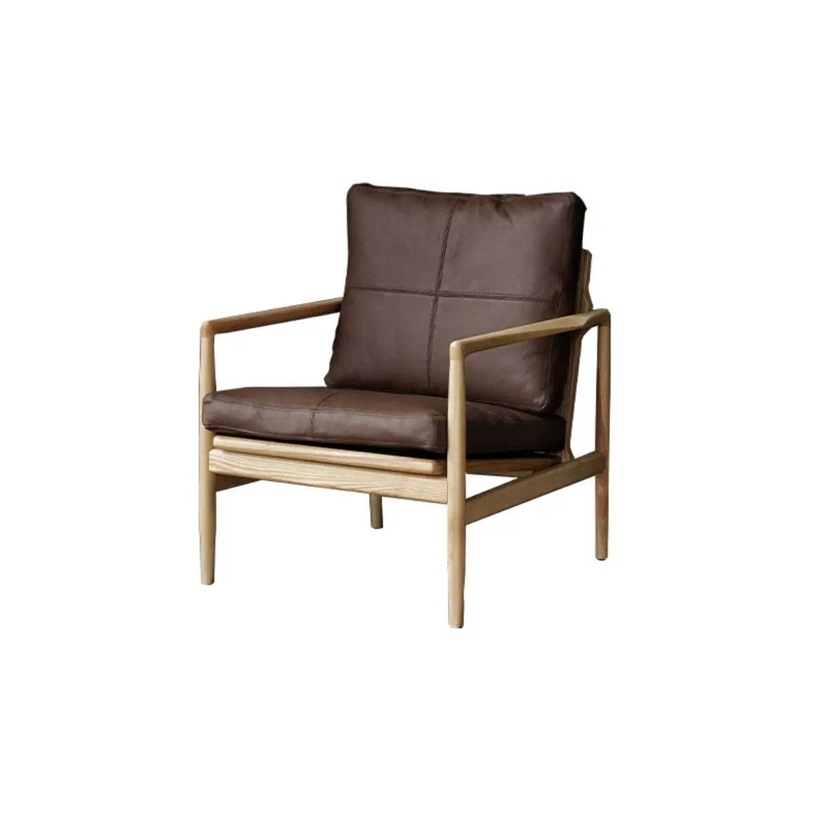 Scratch Resistant Leather Cushion Back Arm Chair — Brown / Walnut / Tech Cloth
