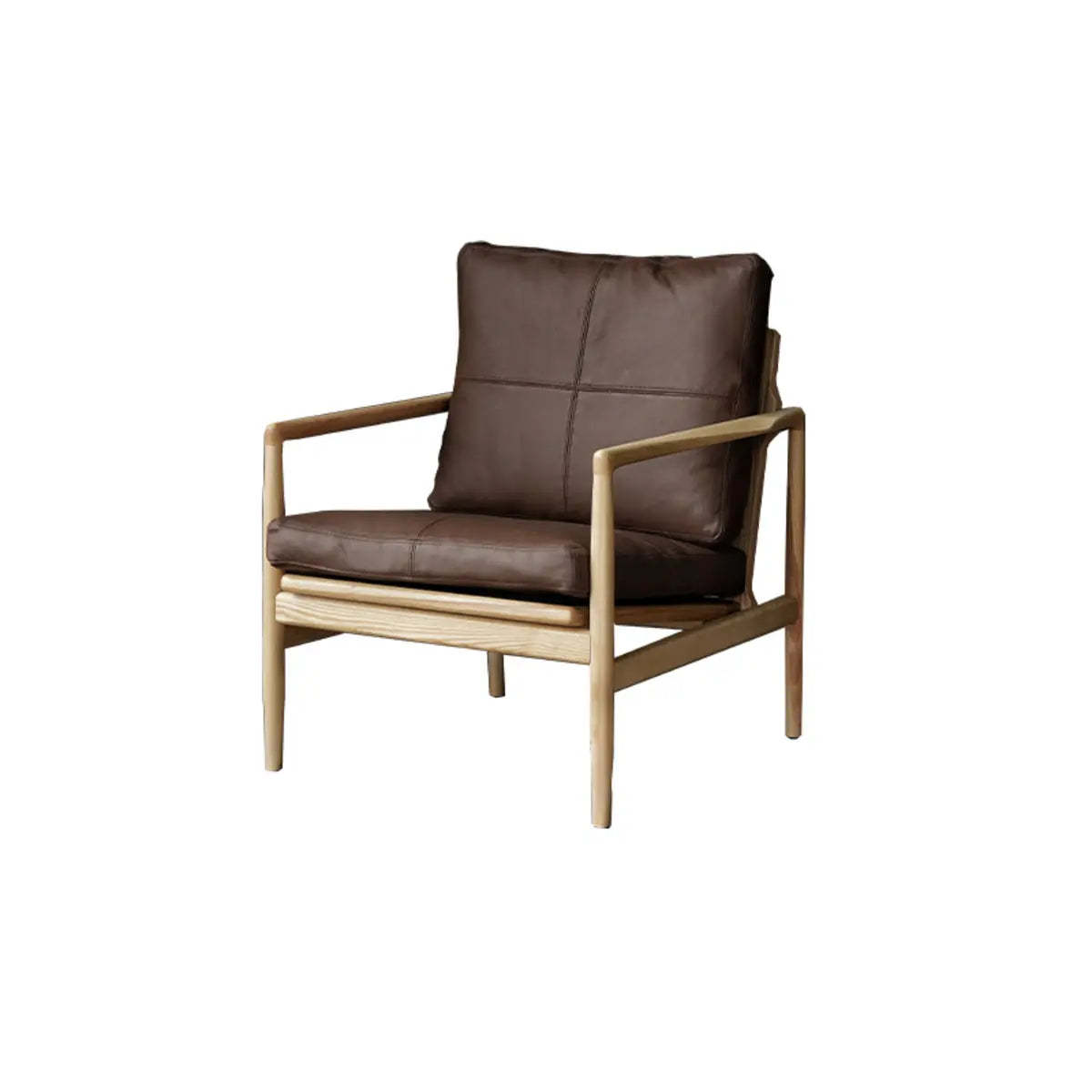 Scratch Resistant Leather Cushion Back Arm Chair — Brown / Walnut / Tech Cloth